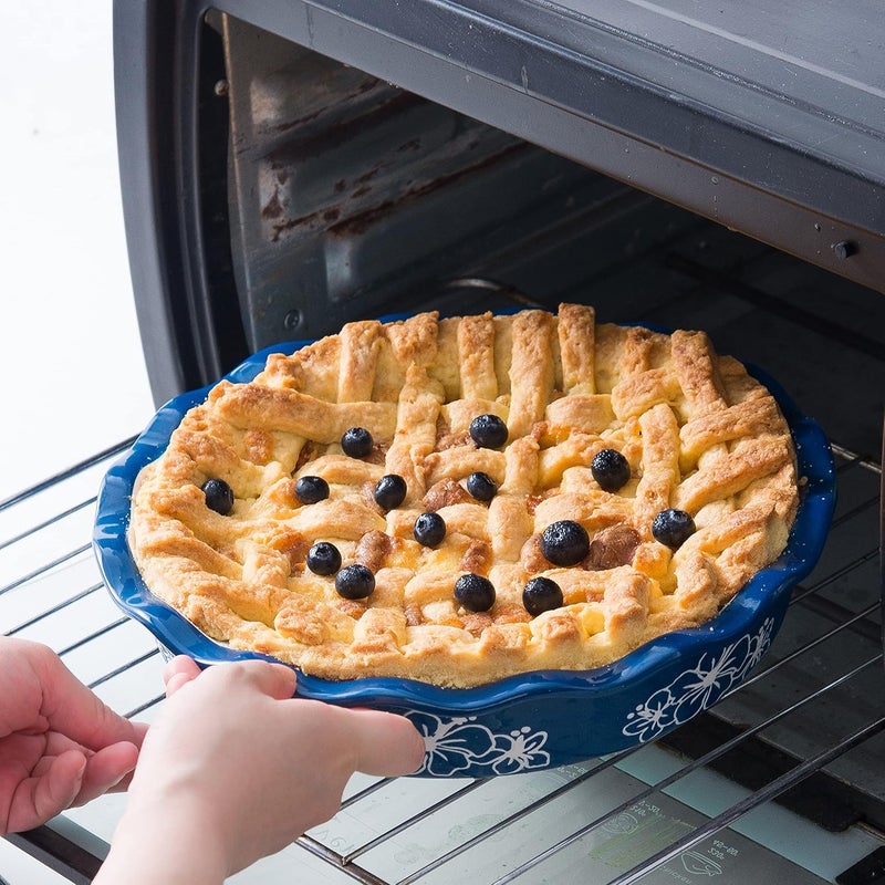 Sagoskat Pie Pan Ceramic Pie Plate, 9 inch Deep Dish Pie Pans, Nonstick Pie Pans for Baking, Blue and White Floral Pie Dish For Kitchen - Image 4